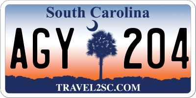 SC license plate AGY204