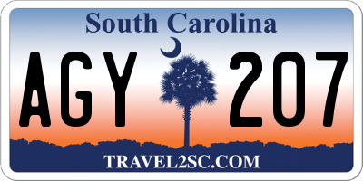 SC license plate AGY207