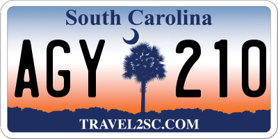 SC license plate AGY210
