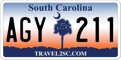 SC license plate AGY211