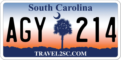 SC license plate AGY214