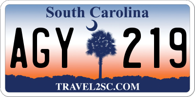 SC license plate AGY219