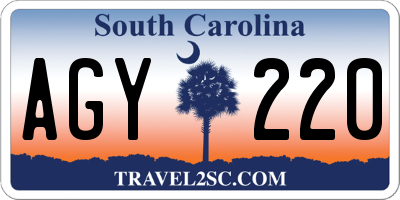 SC license plate AGY220