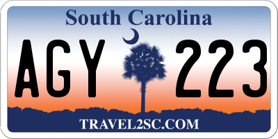 SC license plate AGY223
