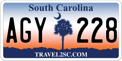 SC license plate AGY228