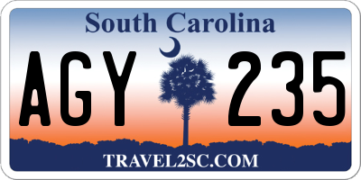 SC license plate AGY235