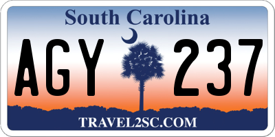 SC license plate AGY237