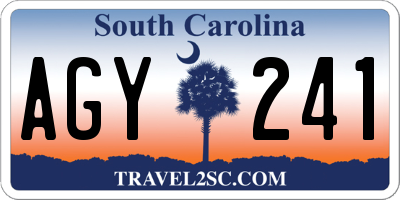 SC license plate AGY241