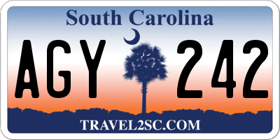 SC license plate AGY242