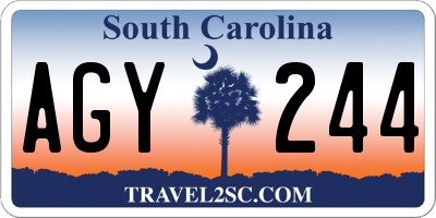 SC license plate AGY244