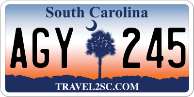SC license plate AGY245