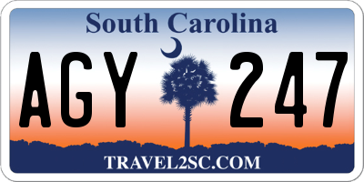 SC license plate AGY247