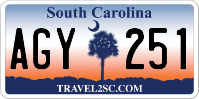 SC license plate AGY251