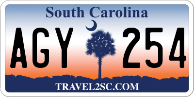 SC license plate AGY254