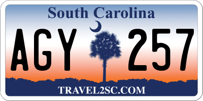 SC license plate AGY257