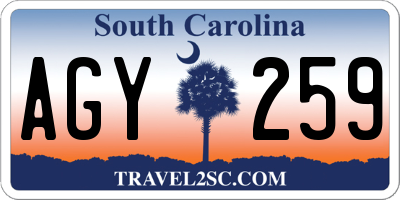 SC license plate AGY259