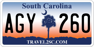 SC license plate AGY260