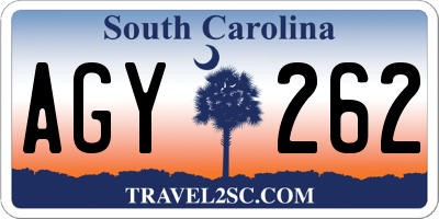 SC license plate AGY262