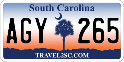 SC license plate AGY265