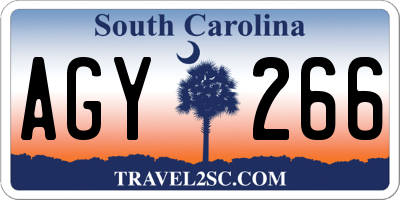 SC license plate AGY266