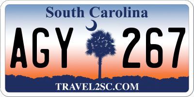 SC license plate AGY267
