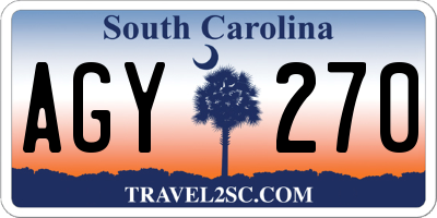SC license plate AGY270