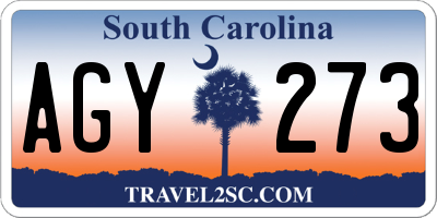 SC license plate AGY273