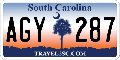 SC license plate AGY287