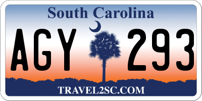 SC license plate AGY293