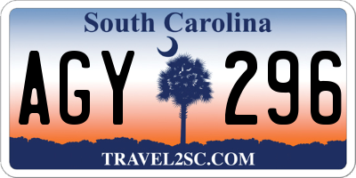 SC license plate AGY296