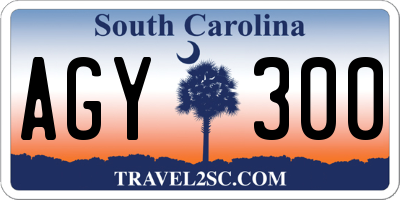 SC license plate AGY300