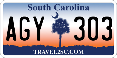 SC license plate AGY303