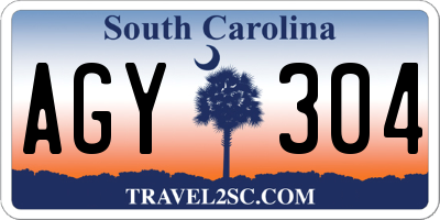 SC license plate AGY304