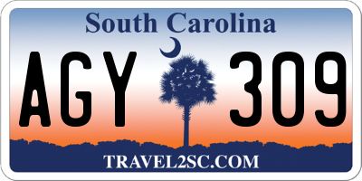 SC license plate AGY309