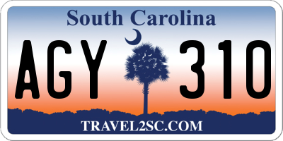 SC license plate AGY310