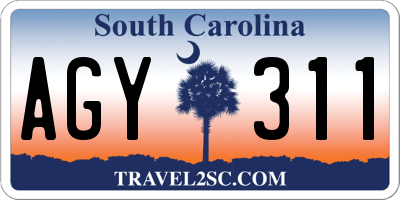 SC license plate AGY311