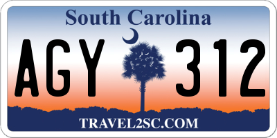 SC license plate AGY312