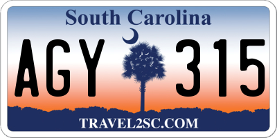 SC license plate AGY315
