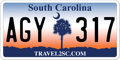 SC license plate AGY317