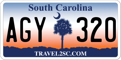 SC license plate AGY320