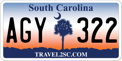 SC license plate AGY322