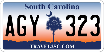 SC license plate AGY323
