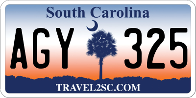 SC license plate AGY325