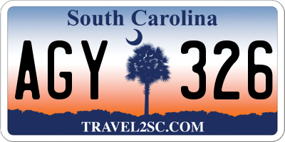 SC license plate AGY326