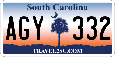 SC license plate AGY332