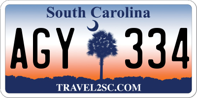 SC license plate AGY334