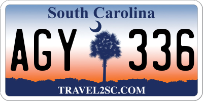 SC license plate AGY336