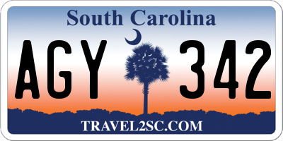 SC license plate AGY342