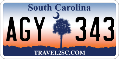 SC license plate AGY343