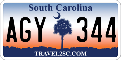 SC license plate AGY344